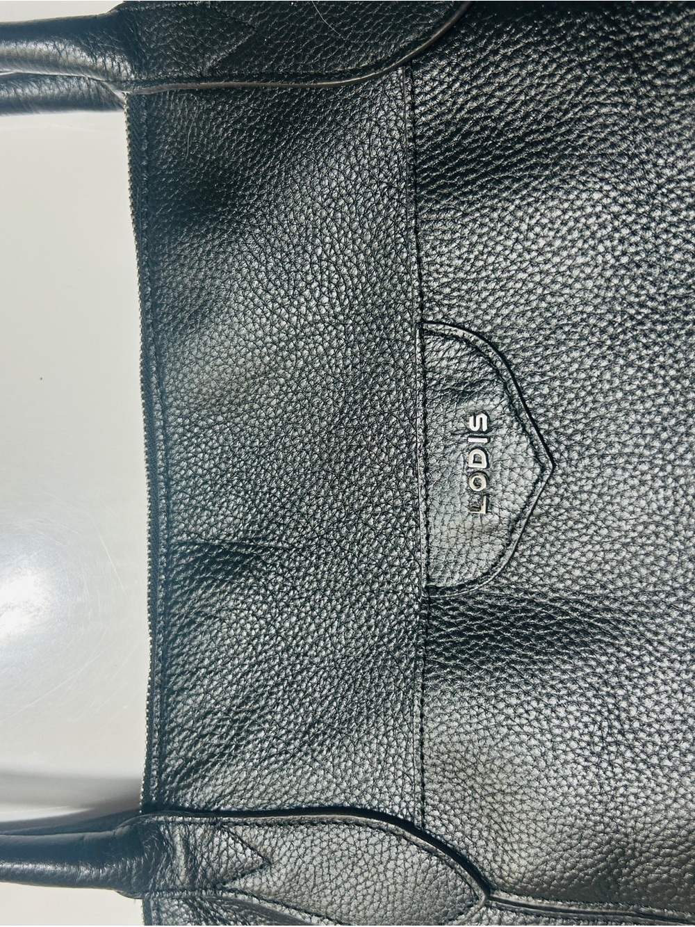 Lodis Black Pebbled Leather Tote with Double Handles - Picture 3 of 12